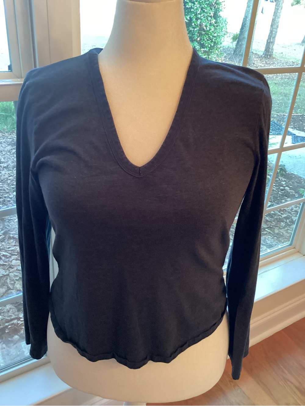 J. Crew Black V-Neck Long Sleeve Top